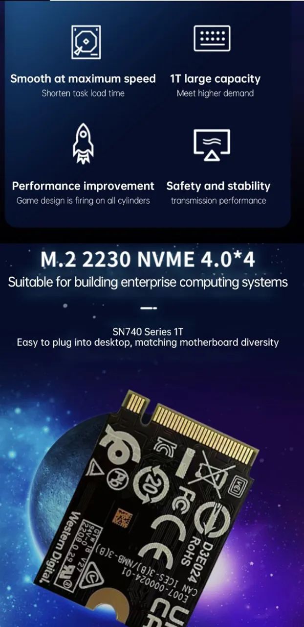  SSD Western Digital WD SN740 1TB M.2 2230 Pci-e Gen4 NMVe | Steam Deck | Asus Rog Ally - Foto 5