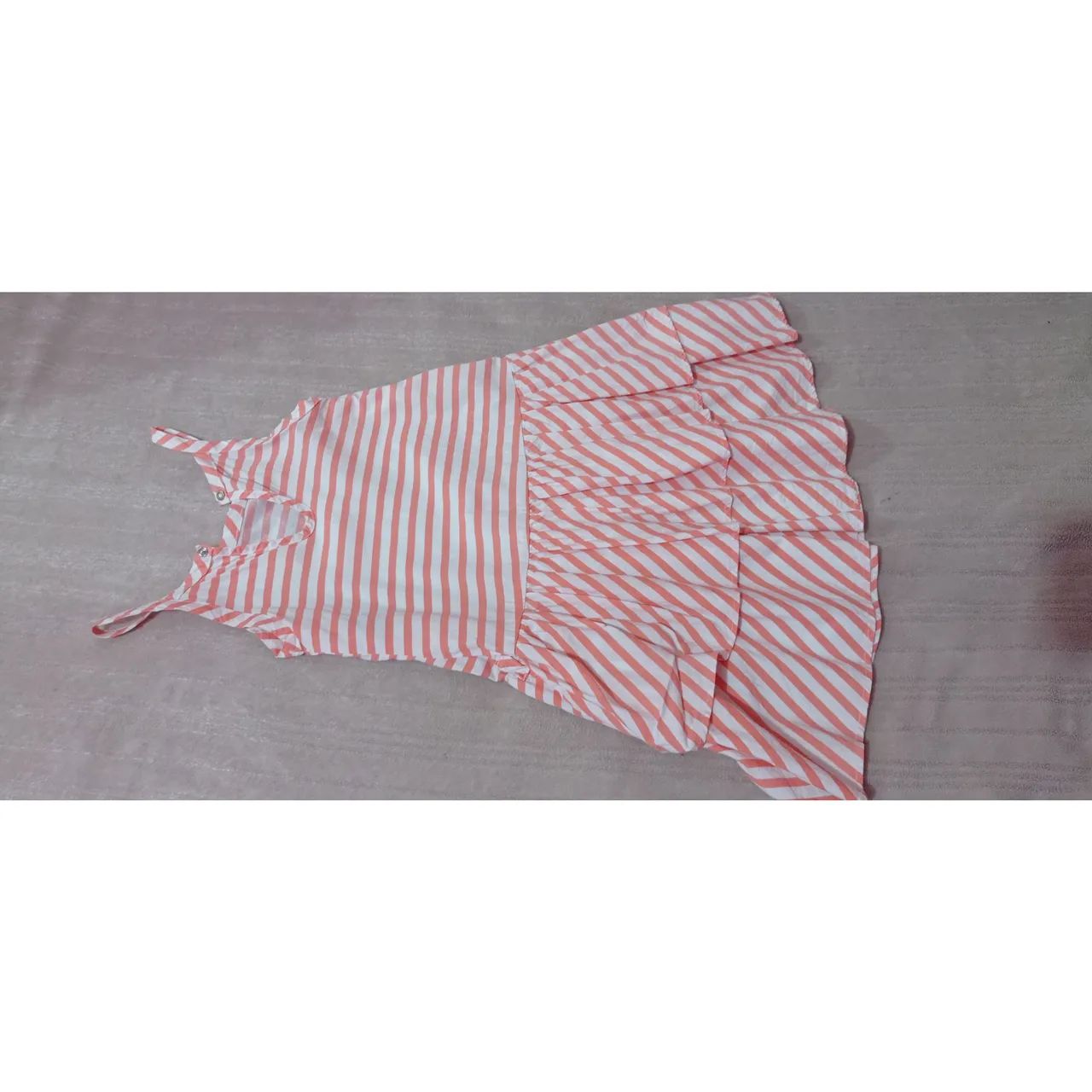 Vestido listrado infantil rosa e branco