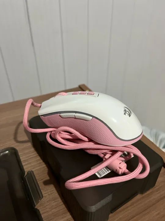 Mouse Gamer Redragon cobra m711w - Branco e Rosa - Foto 2