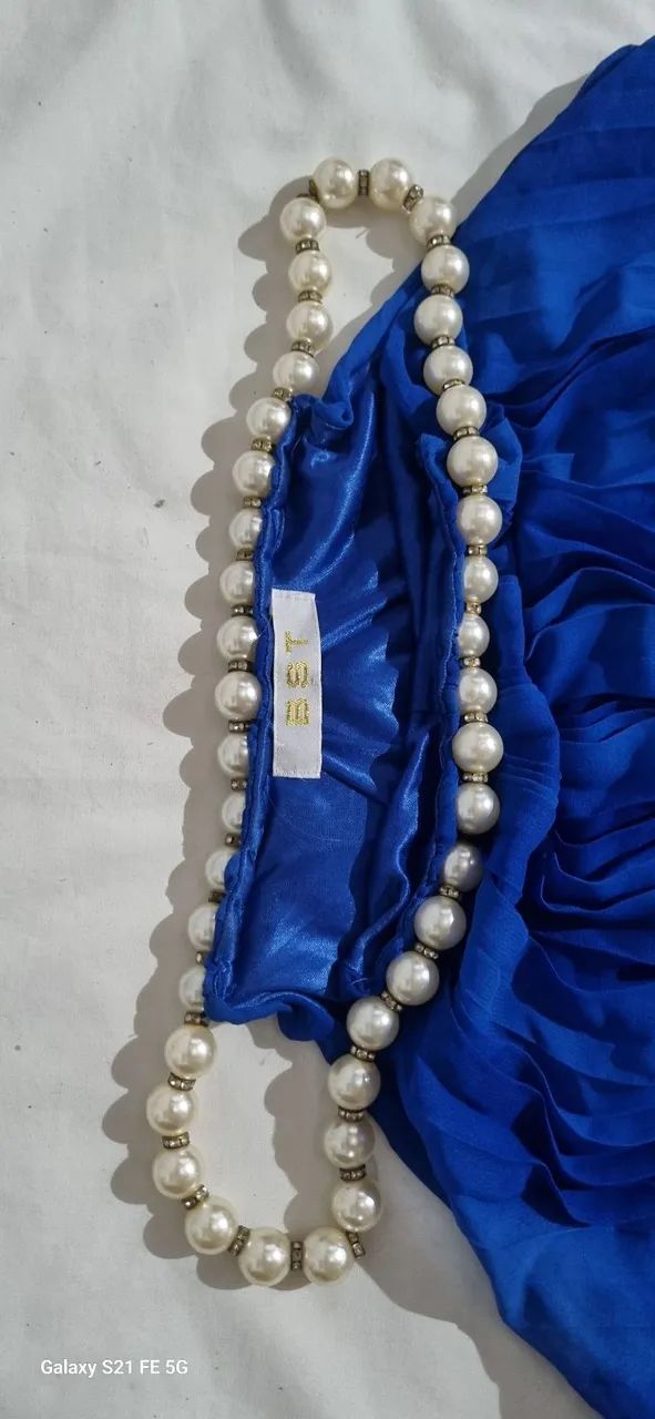 Vestido plissado M com gola em pérolas - Foto 5