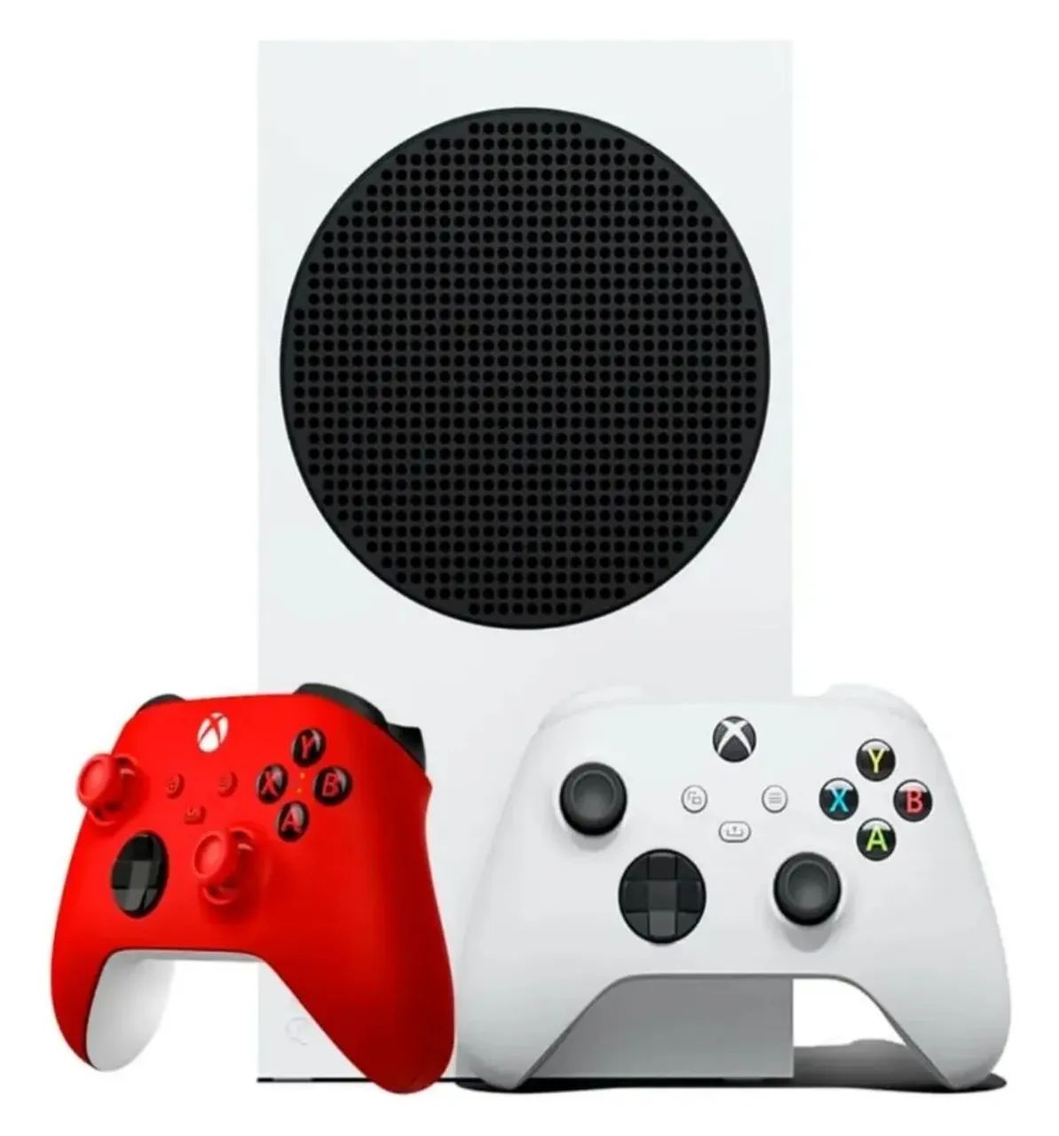 Xbox series S (Usado) com 2 controles, branco e vermelho