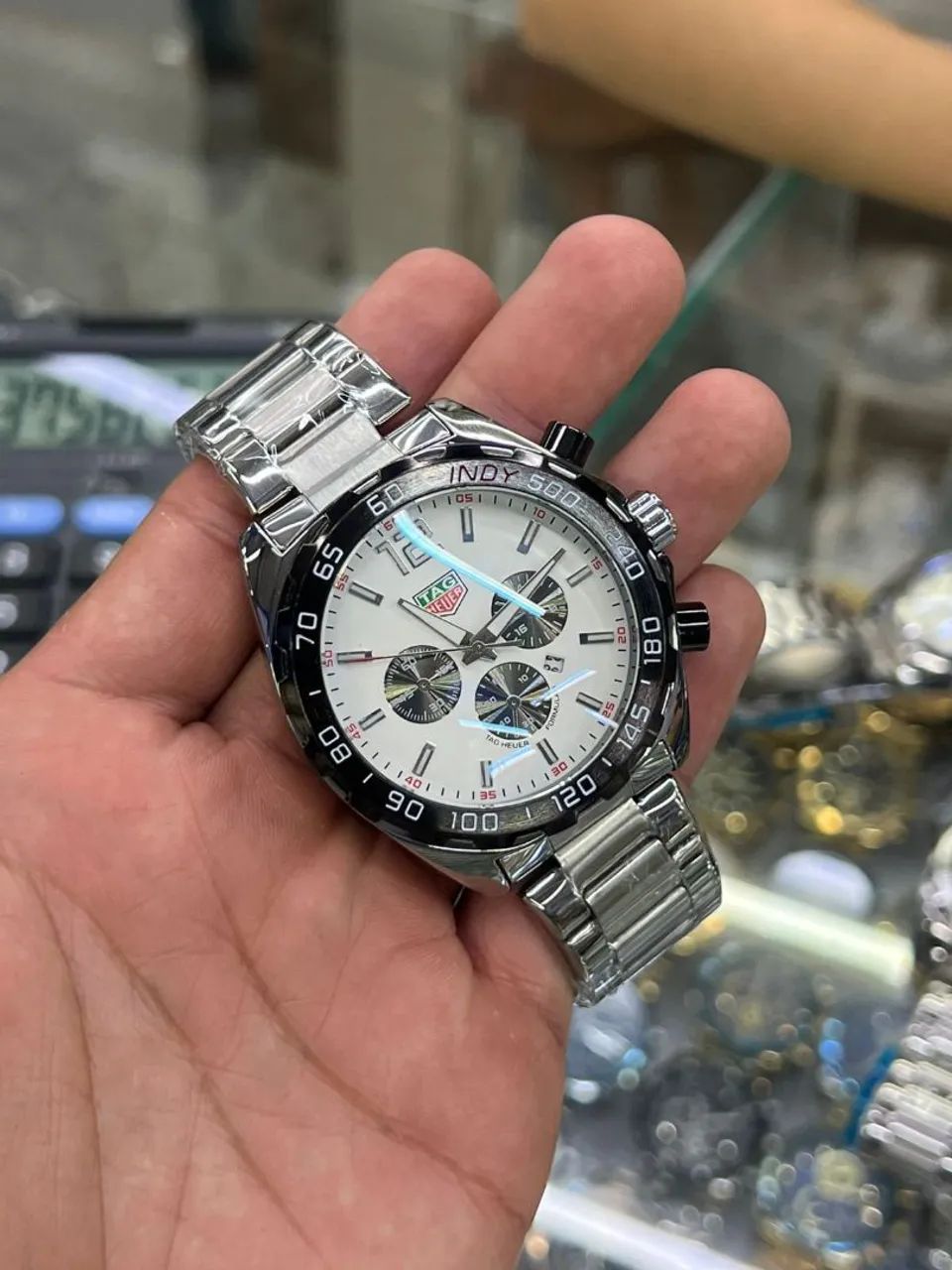 Relógio Estilo TAG F1 Chronograph em Aço Inoxidável 