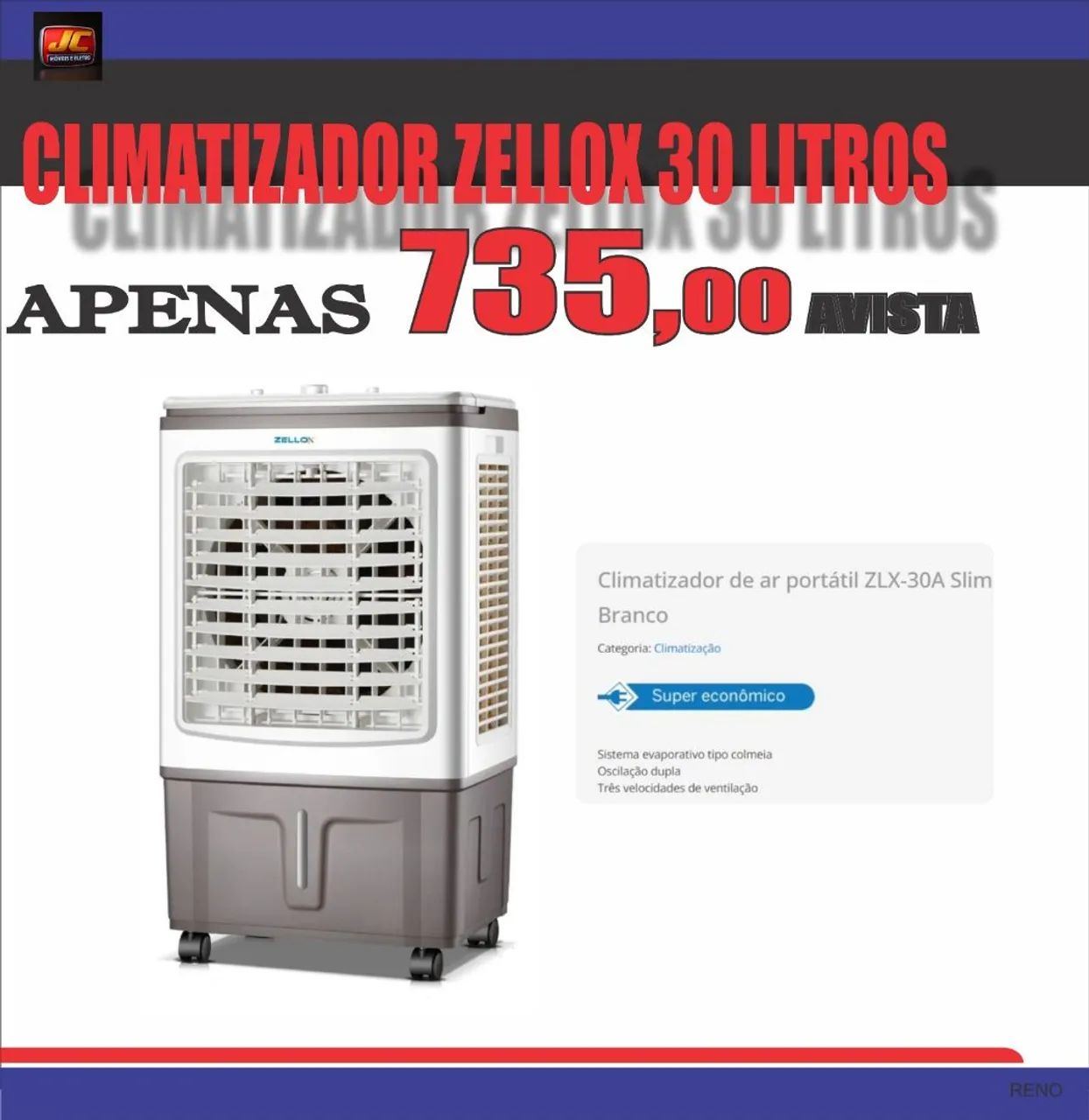 CLIMATIZADOR 30 LITROS ZELLOX 