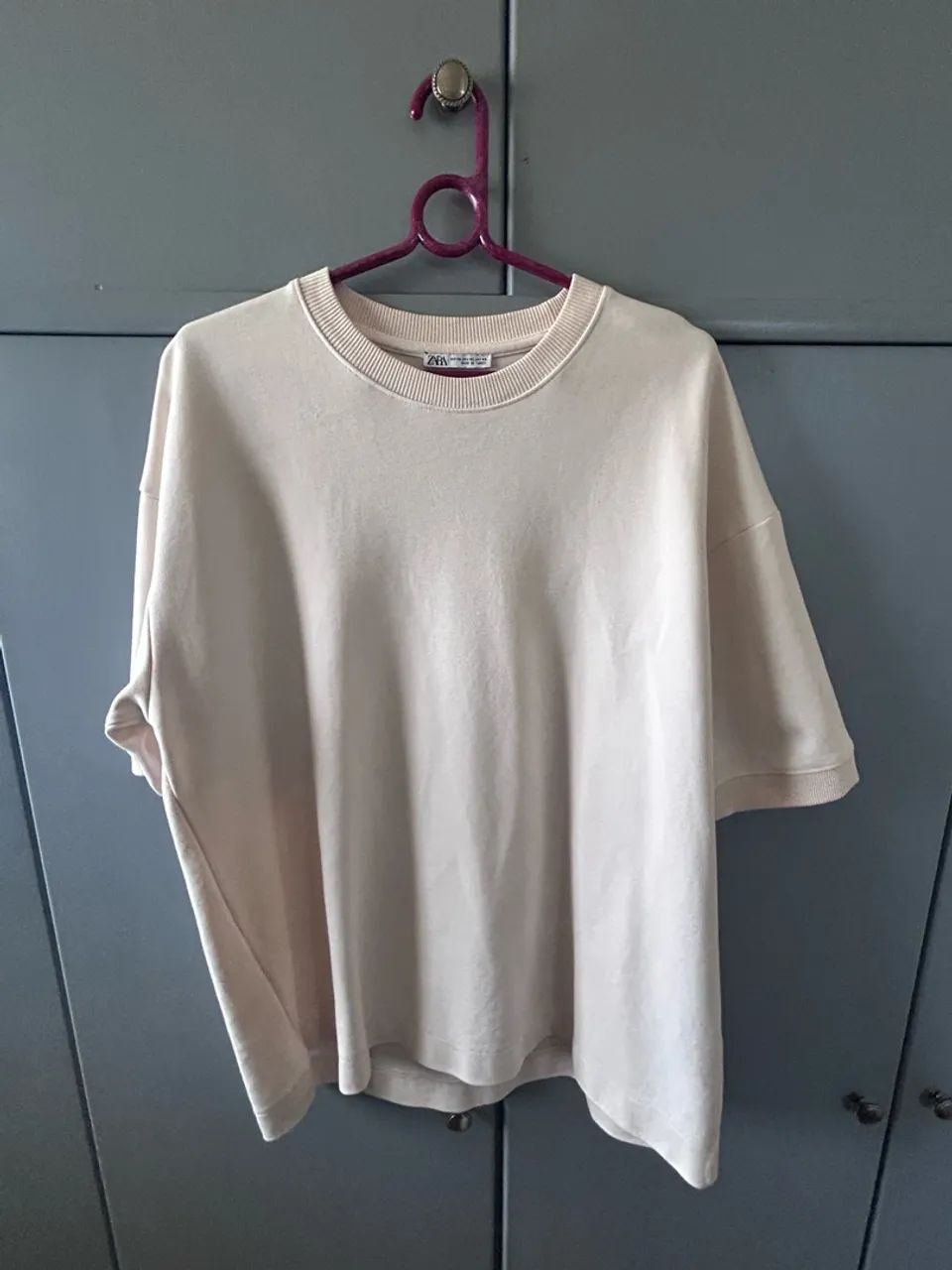 Camiseta Zara Oversized Off White 