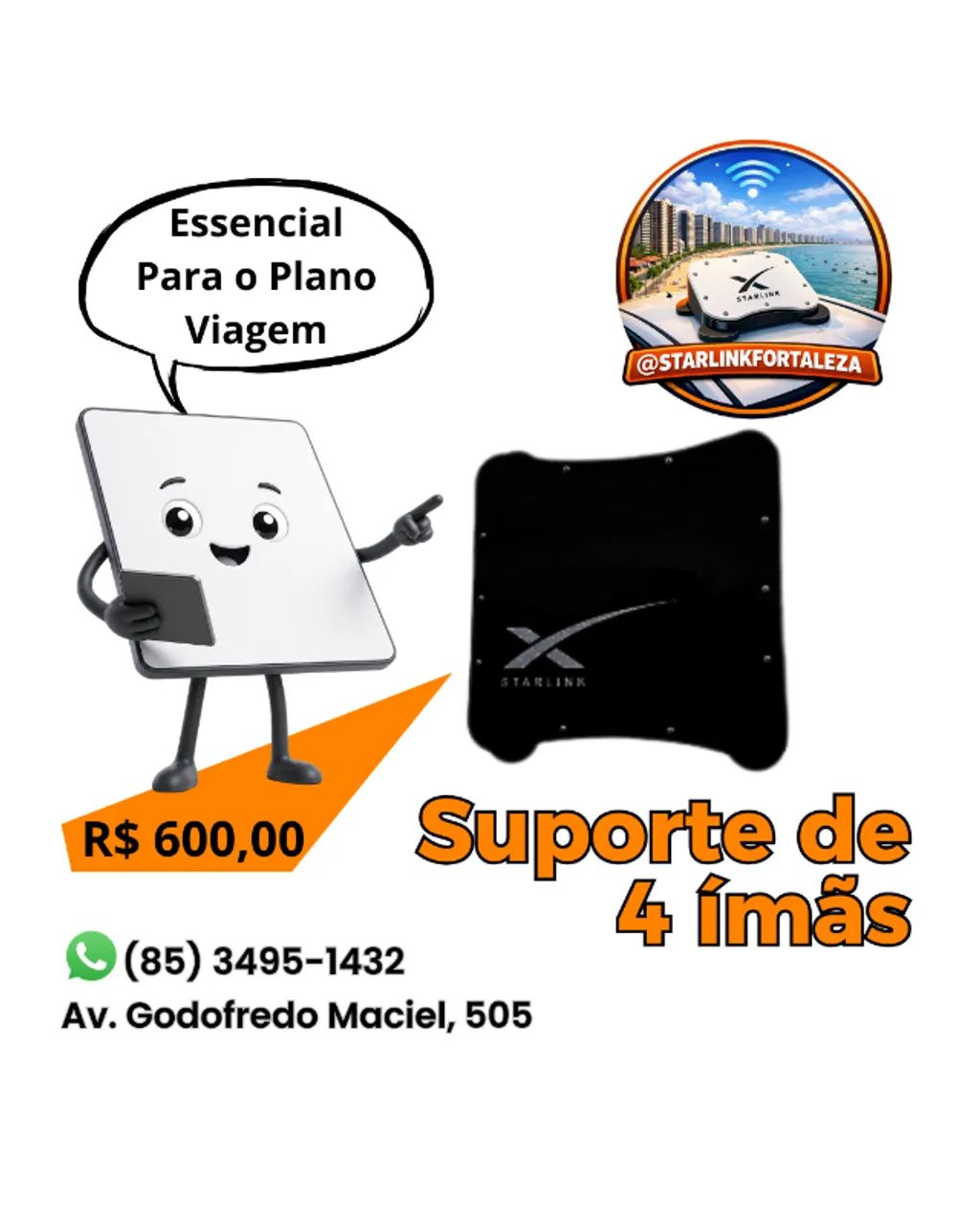 Case (suporte) para Antena Mini Starlink 4 ímãs