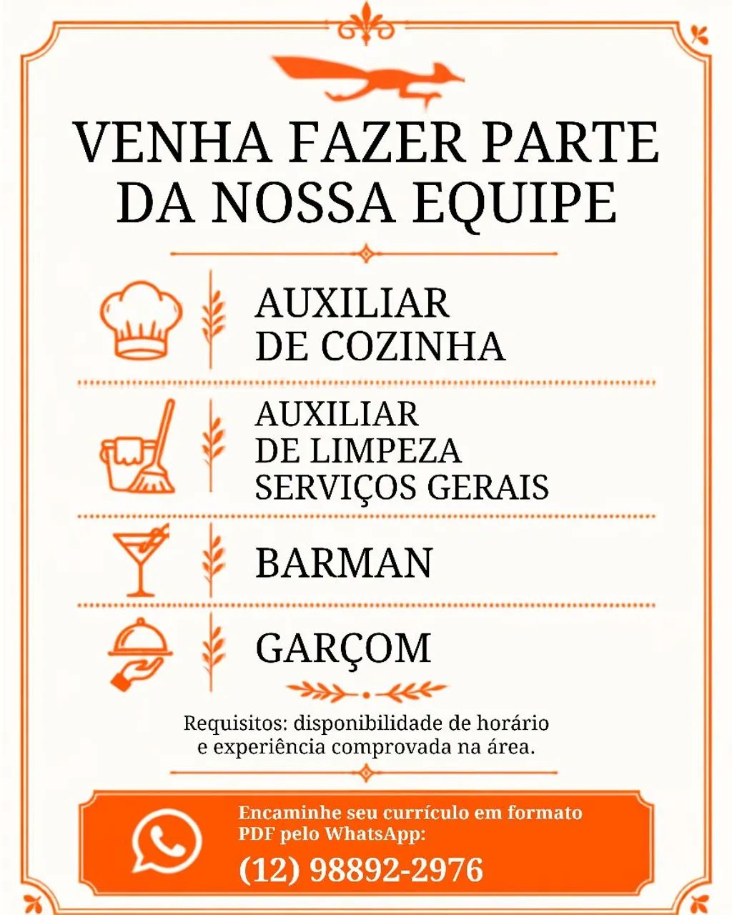 VAGAS RESTAURANTE E CHOPERIA