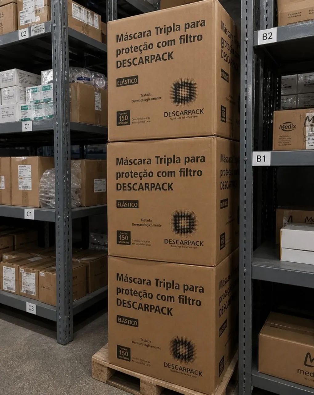 Máscara Tripla de Proteção Descatável  - Foto 4