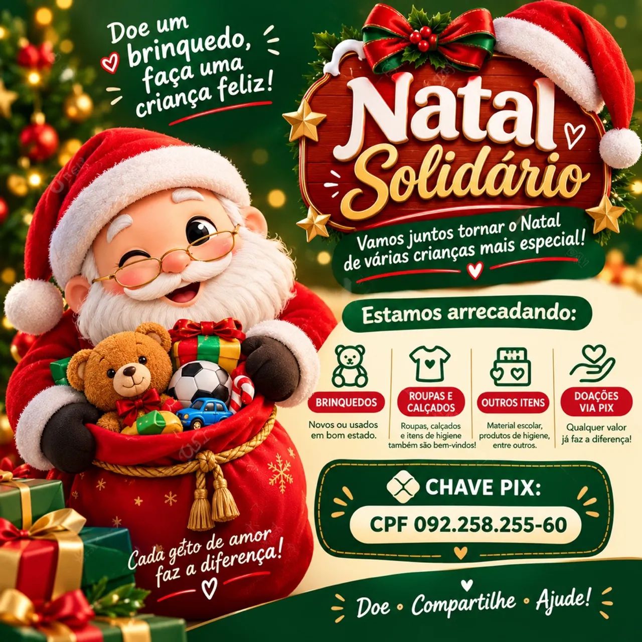AJUDA COM NATAL SOLIDÁRIO PARA CRIANÇAS 