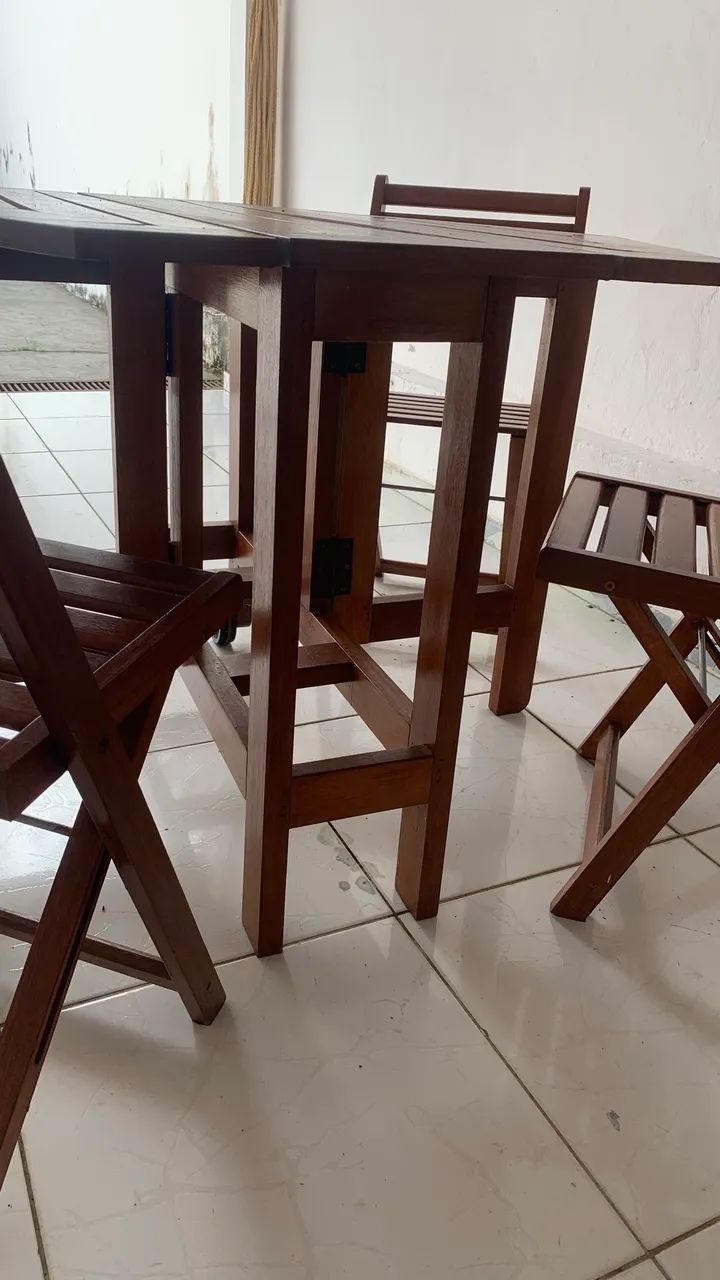 Mesa e cadeira dobráveis de madeira Metalnew - Foto 5
