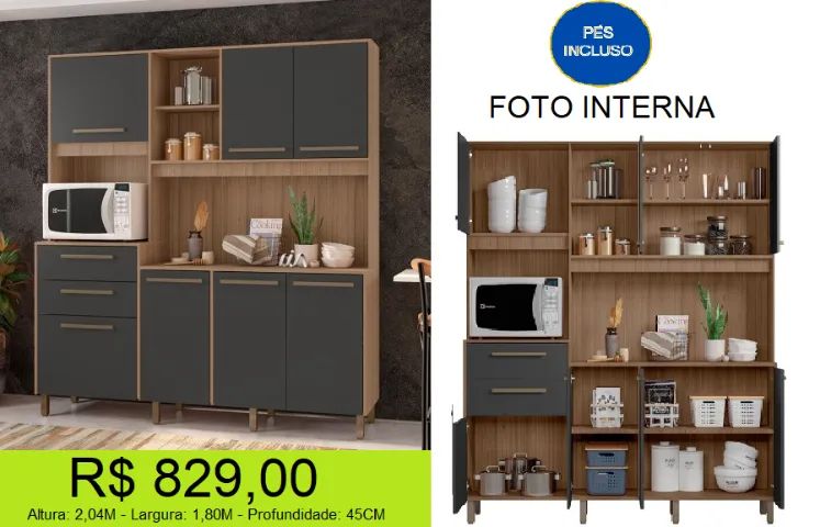 Cozinha compacta com amplo espaço interno - Parcelamos sem juros! 