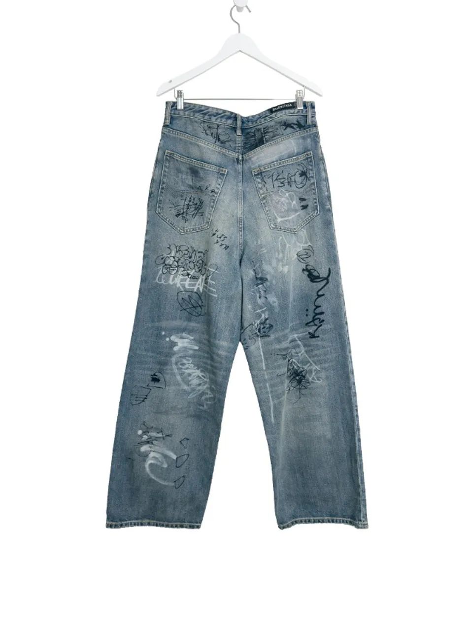 Calça Jeans Balenciaga Graffiti Azul - Foto 2