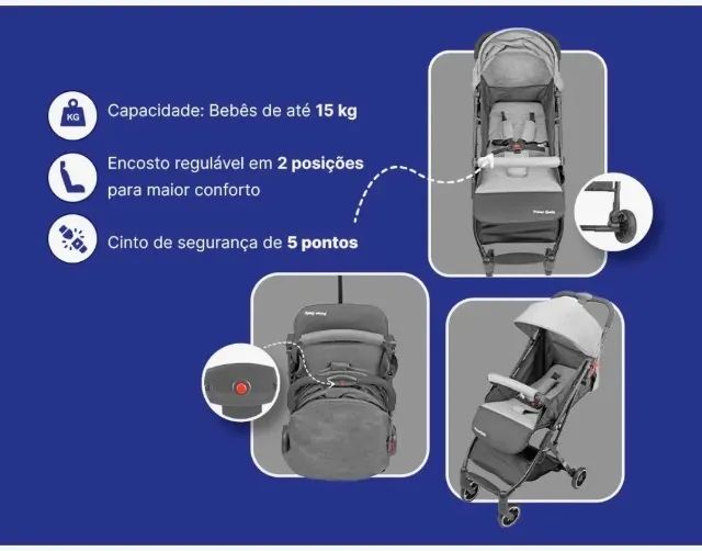 CARRINHO DE BEBÊ PASSEIO DOBRAVEL - Foto 3