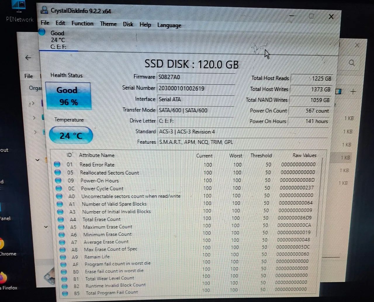SSD 120GB SATA 3 2.5 Polegadas 96% Saude Apens 141 Horas de Uso - Foto 4