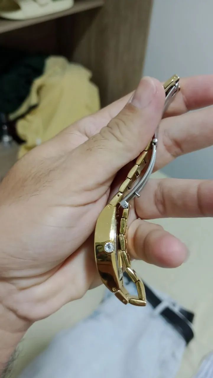 Relógio feminino technos dourado retro - Foto 3