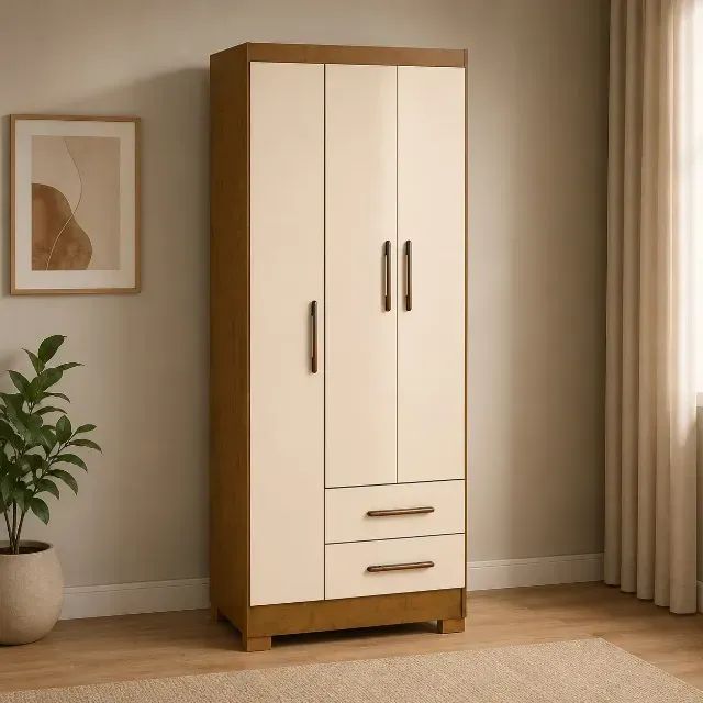 Guarda Roupa Isis Noce/Perola A Pronta entrega