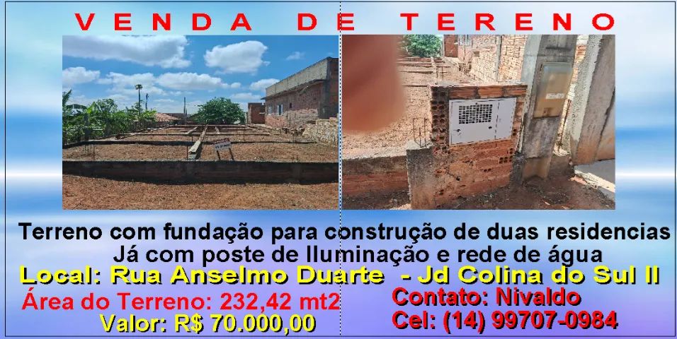 Terreno em Presidente ALves sp