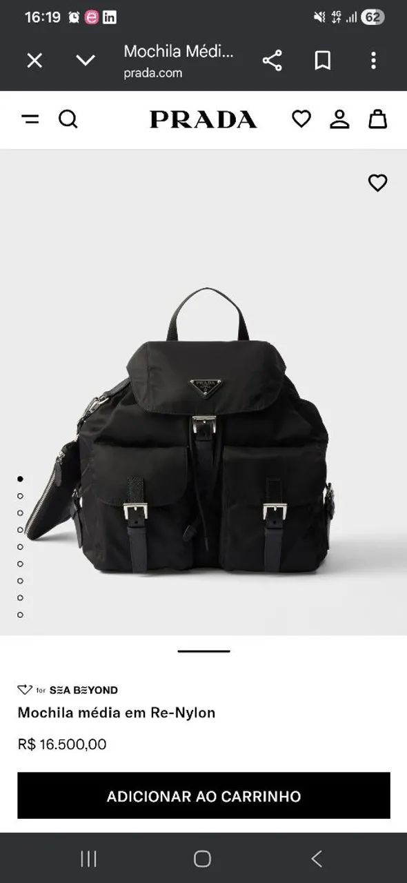 Mochilha Prada Original Re-nylon Nova