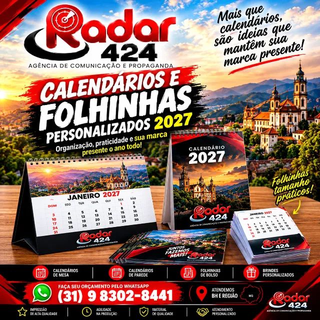 CALENDÁRIOS E FOLHINHAS PERSONALIZADOS 2027