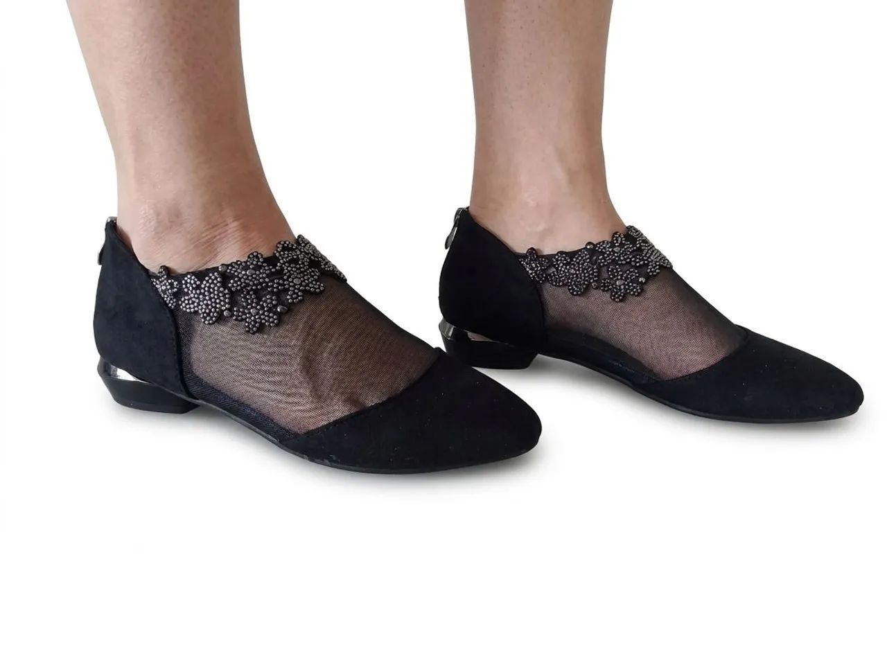 Sapatilha Transparente Com Strass E Zíper - Nova Tam 37 BR - Foto 2