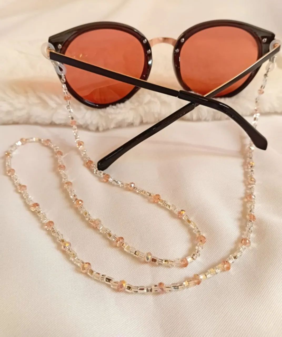 Cordão óculos cristal verdadeiro rosé - Foto 5