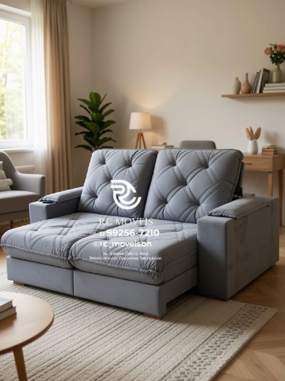 Sofá Retrátil Reclinável Cuiabá com Porta Copos Suede Marrom D33 - Foto 4