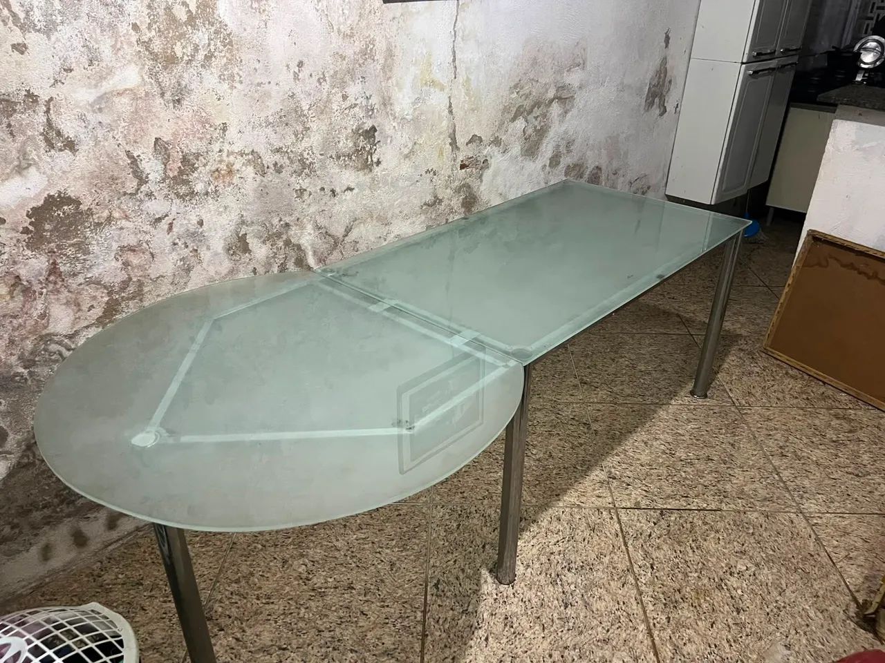 Messa de vidro com estrutura de inox  - Foto 2