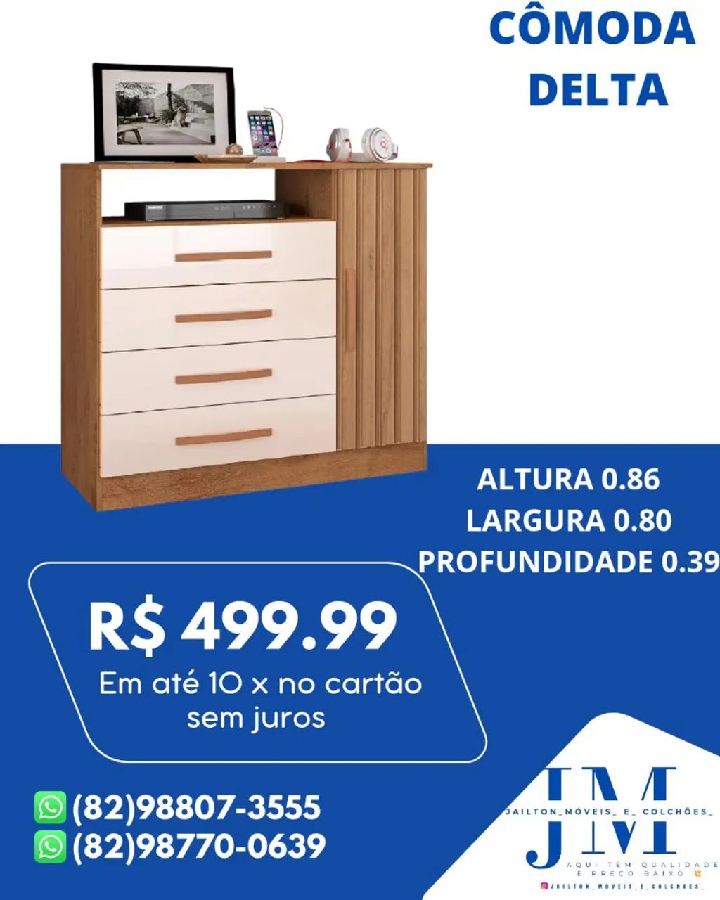NOVIDADE CÔMODA DELTA ATUALE 4 GAVETAS 1 PORTA