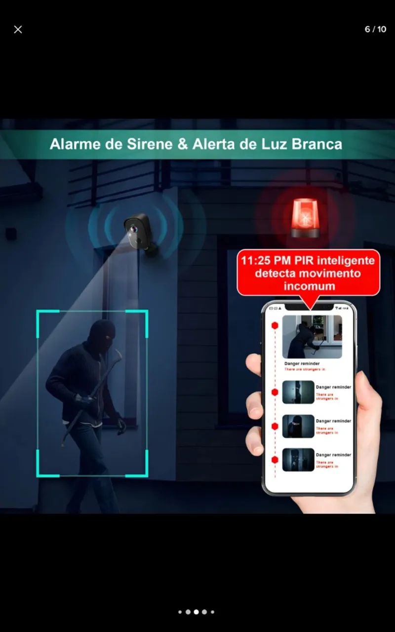 Câmera Wi-fi a Bateria Interna Externa a Prova D'água  - Foto 4