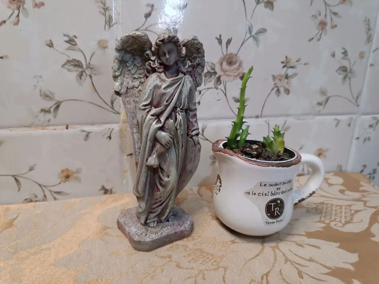 Anjo de gesso estilo Barroco envelhecido com 19cms - Foto 4
