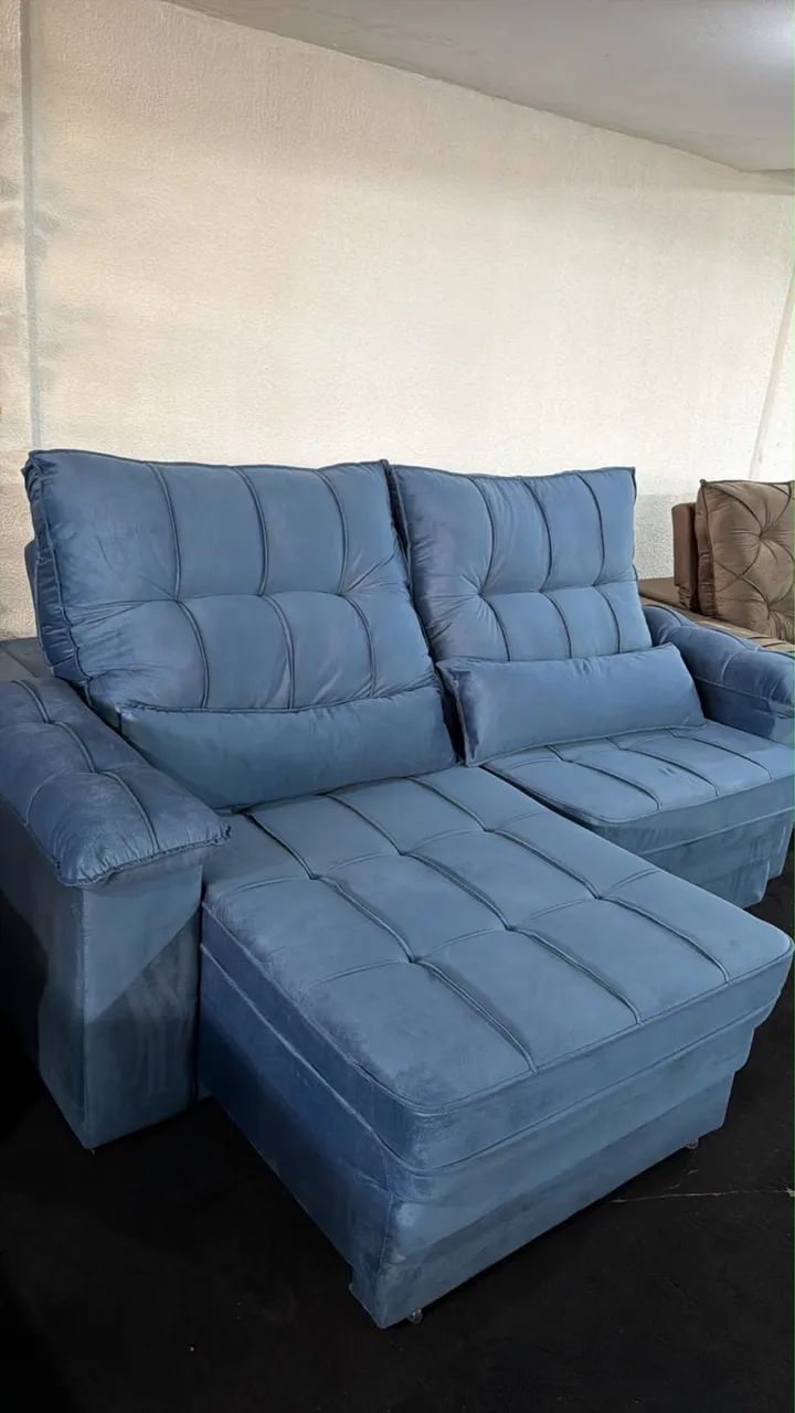 Sofá Retrátil e Reclinável 2.50 Mt Molas Espuma D33 Pronta Entrega  - Foto 2