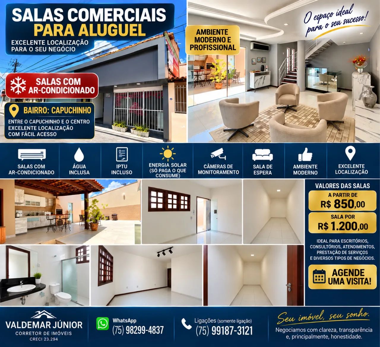 Salas Comerciais com Ar-Condicionado a Partir de R$ 850