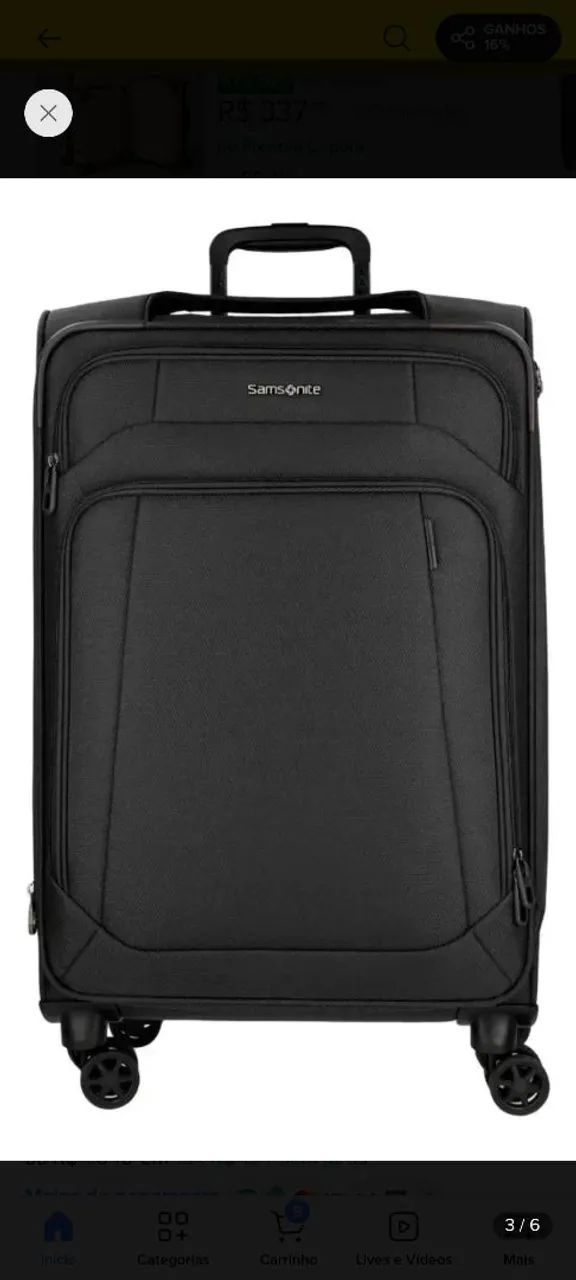 Mala de Viagem Samsonite Preta com Rodinhas e Cadeado de Segredo - Foto 4