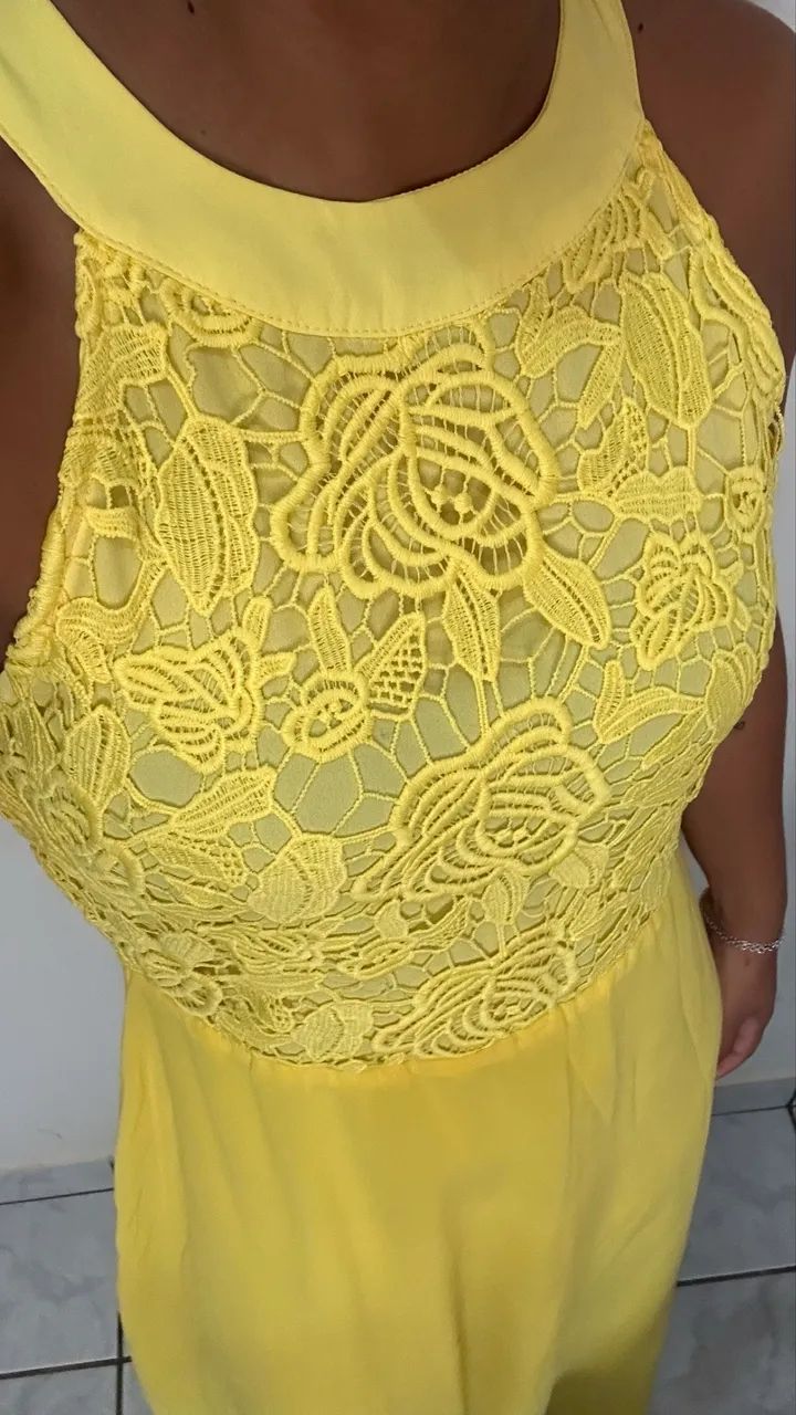Vestido longo amarelo de festa - Foto 2