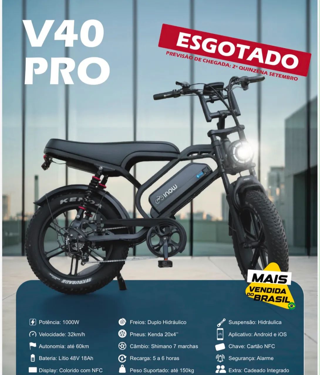 Bicicleta elétrica v40 pro