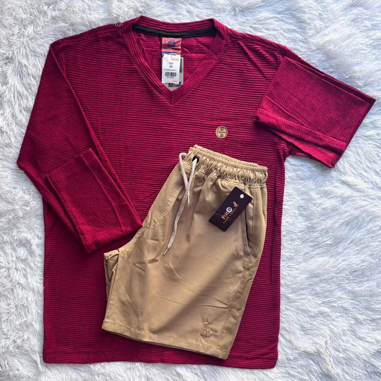 Kit Camisa V Longa e Bermuda Sarja 