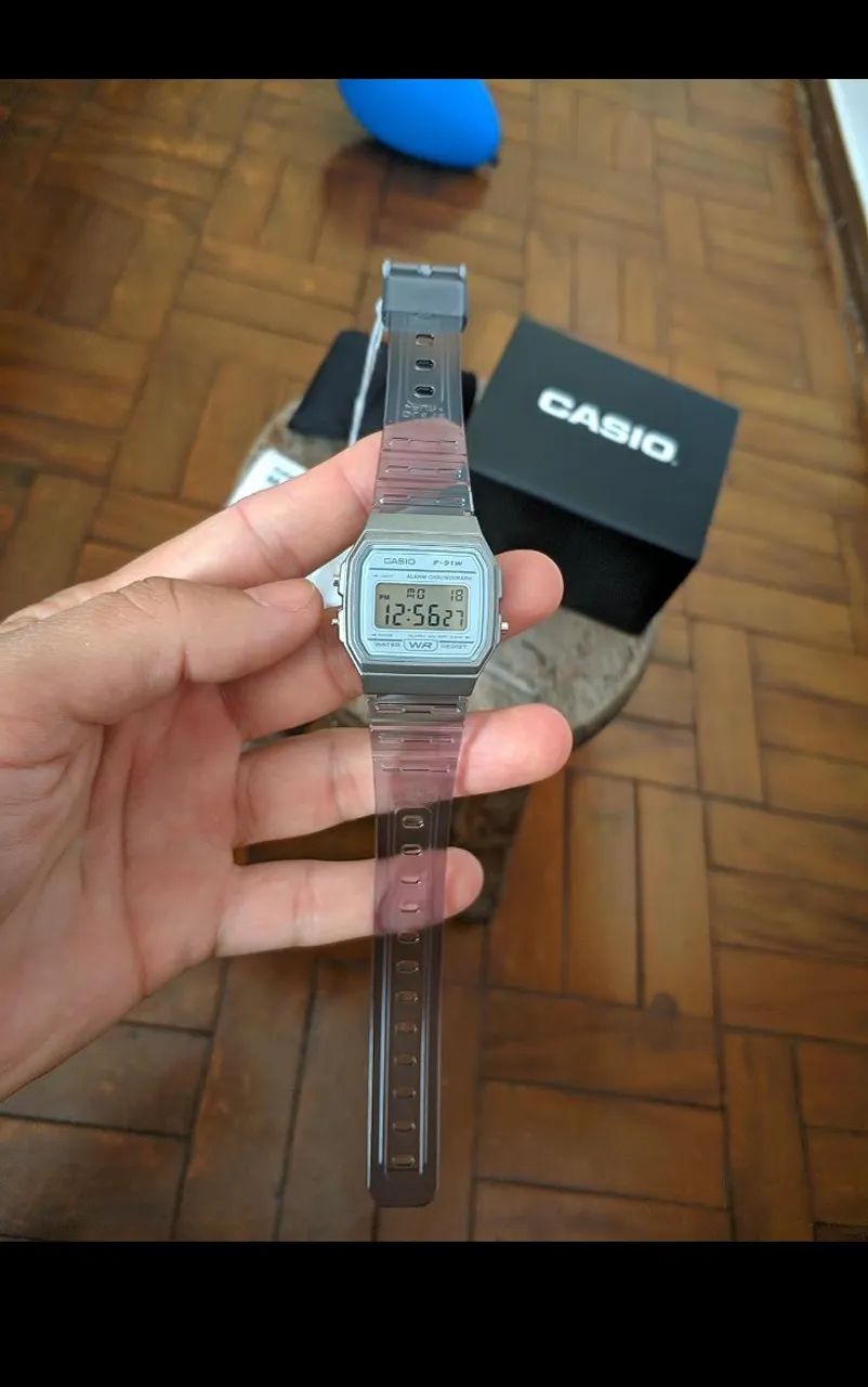 Relógio Casio f91w cinza/transparente  - Foto 2