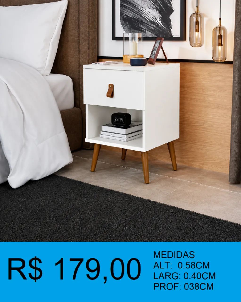 Mesa de cabeceira duas gavetas reposição - temos a pronta entrega  - Foto 2