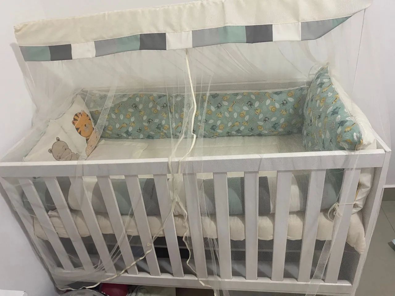 Berço, Kit berço, acessórios Safari e cortina