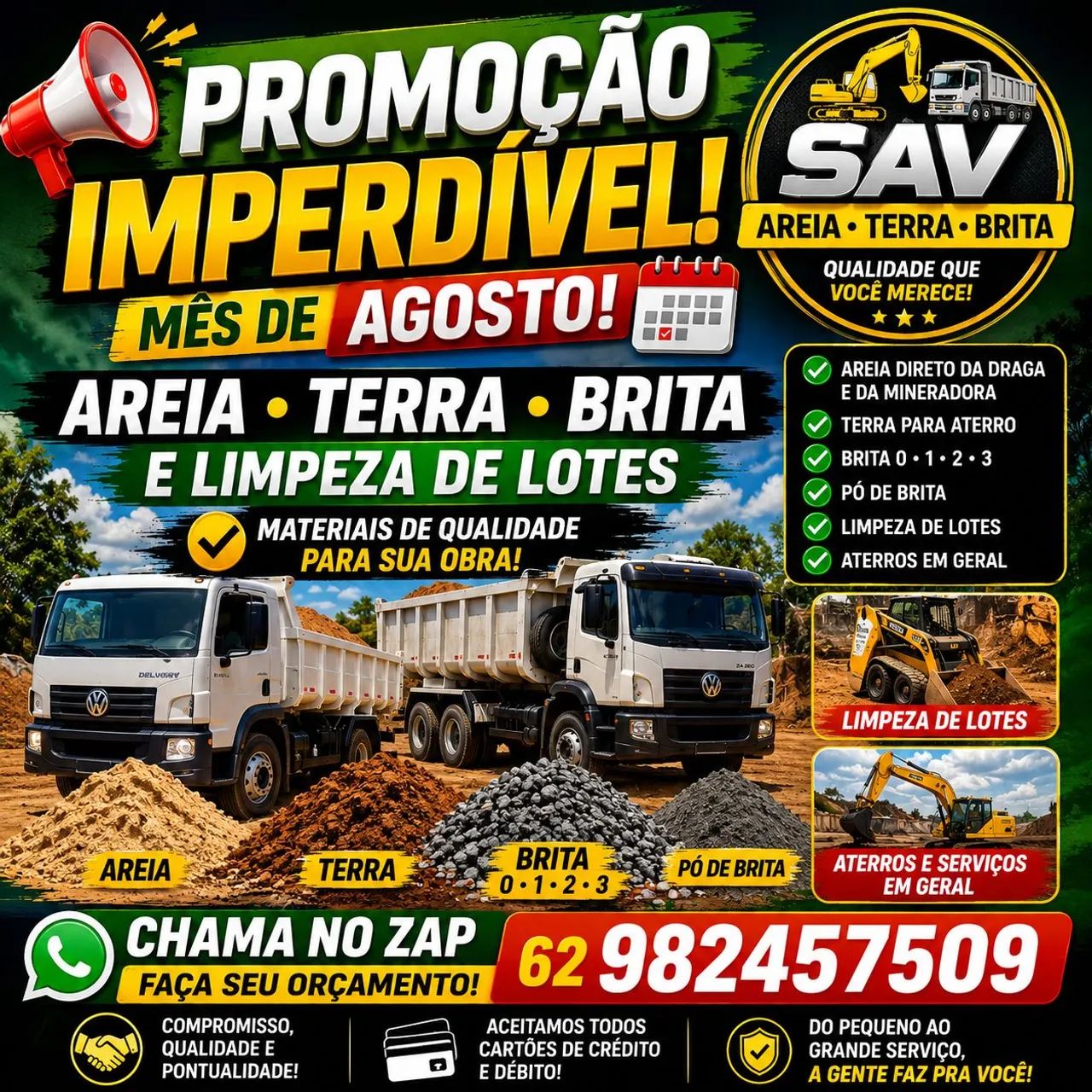 Areia terra limpeza de lotes 