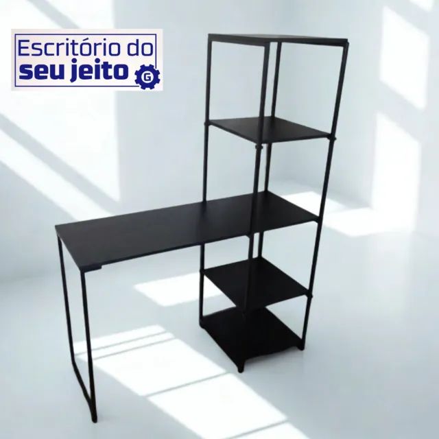 Mesa Industrial NOVA com Estante Multiuso para Computador Notebook de Estudo Escritório - Foto 2