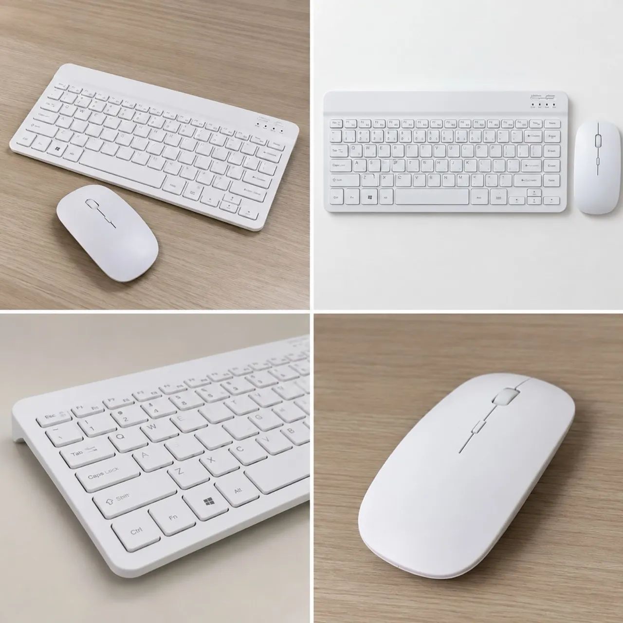 BRANCO - Conjunto de teclado + Mouse sem fio Bluetooth para notebook e tablet  - Foto 2