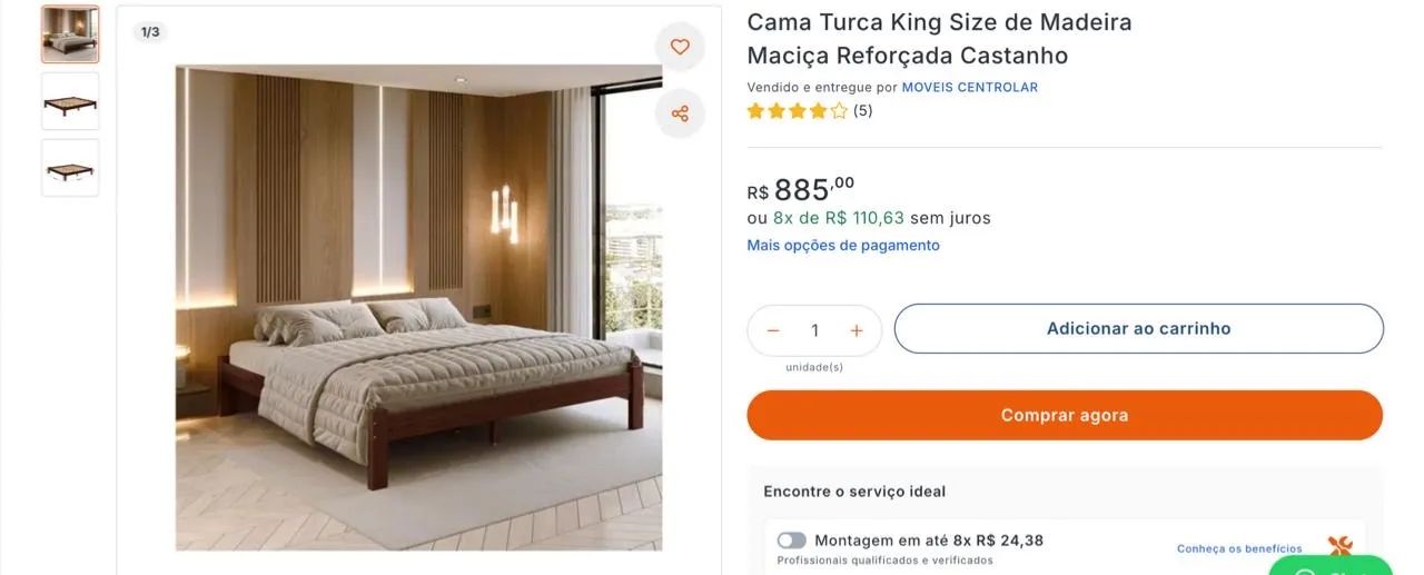 Cama King Size - Madeira Maciça Reforçada 
