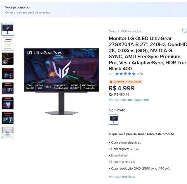 Monitor OLED UltraGear 240hz QHD - Foto 4