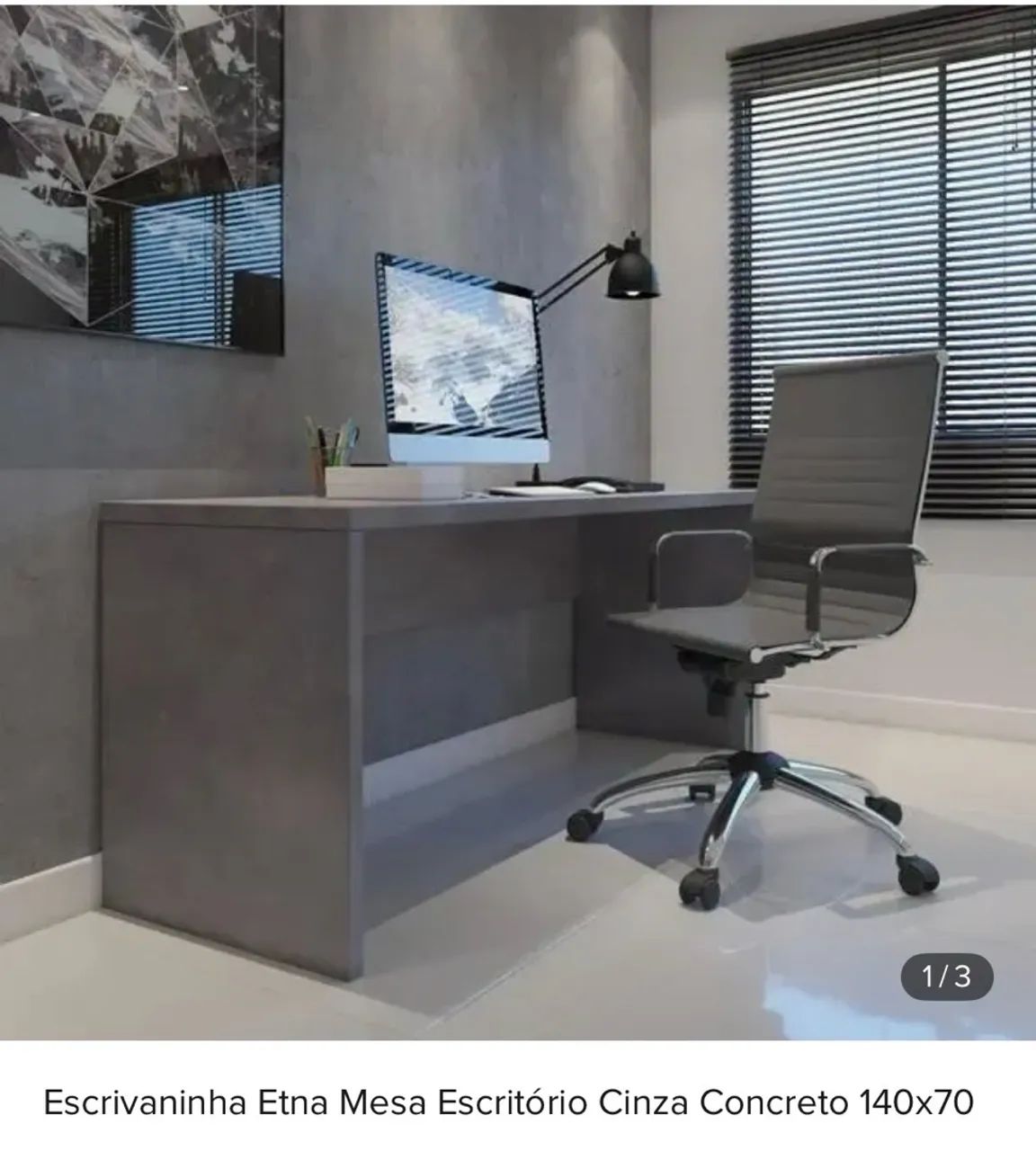 Mesa Escritório Moderna Cinza 