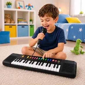 Piano Musical Criança Infantil Com 32 Teclas Som E Microfone