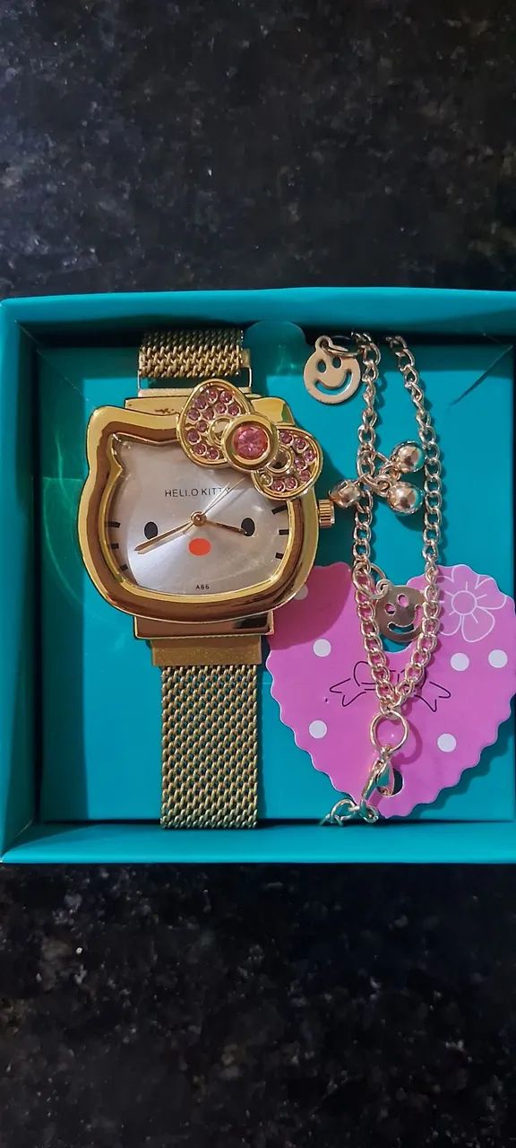 Relógio feminino Hello Kitty + brinde 