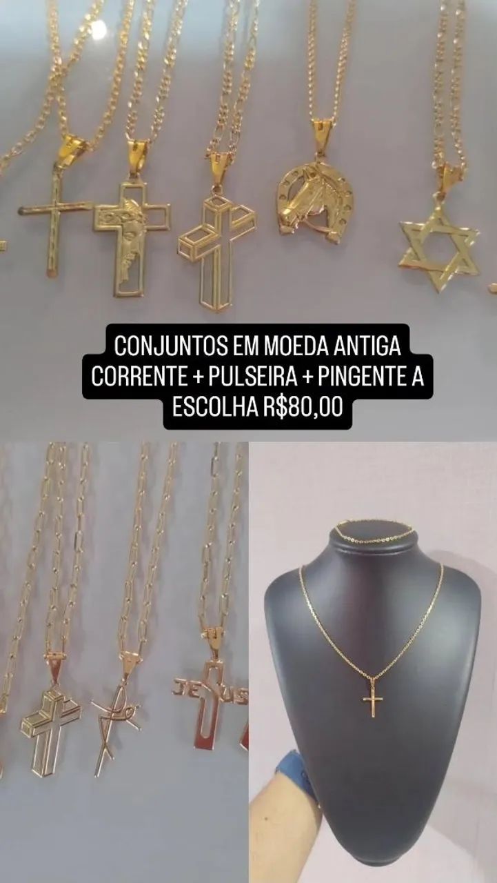 Correntes de Moeda Antiga Idêntico a Ouro 18k