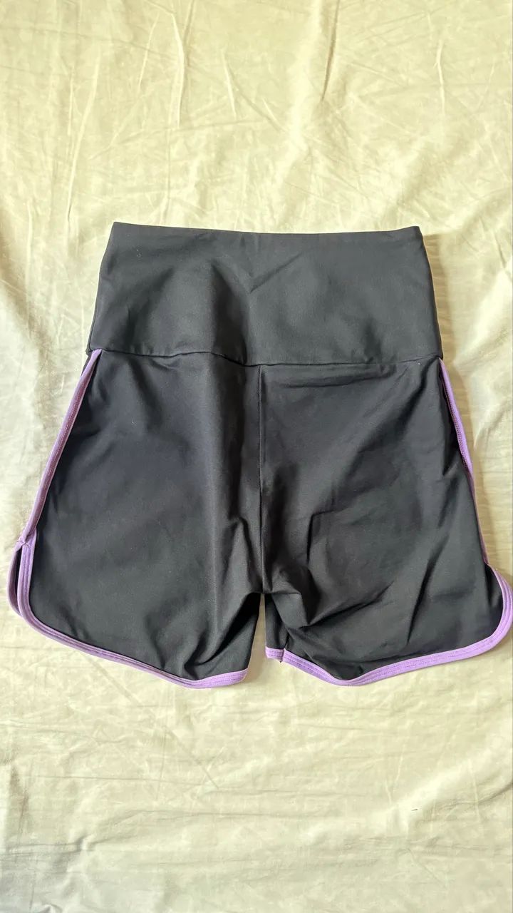 Short academia poliamida preto com roxo - Foto 2