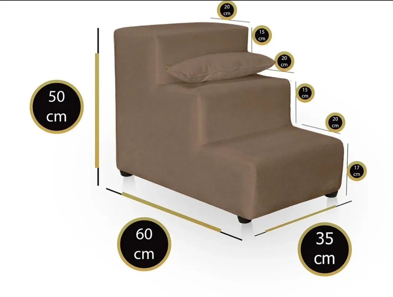 Escadinha Pet 3 Degraus em Suede - Ideal para Cães Pequenos - Foto 6