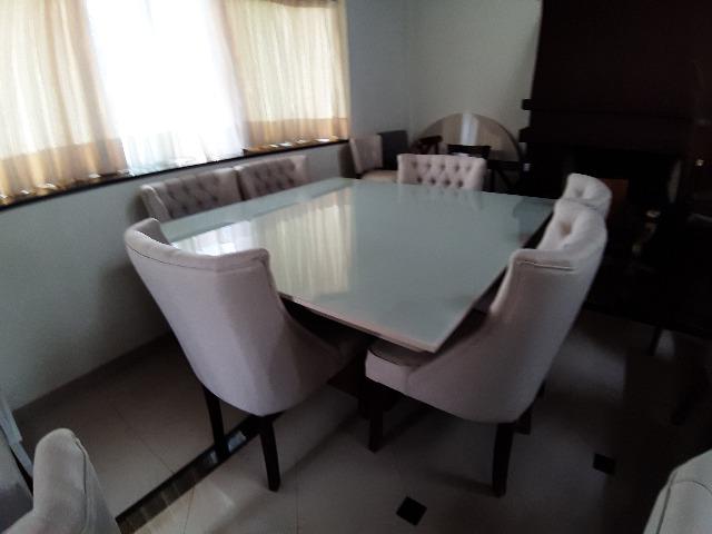 Promocão-Mesa quadrada com tampo vidro laqueado ICE +8 poltronas russia - Foto 2
